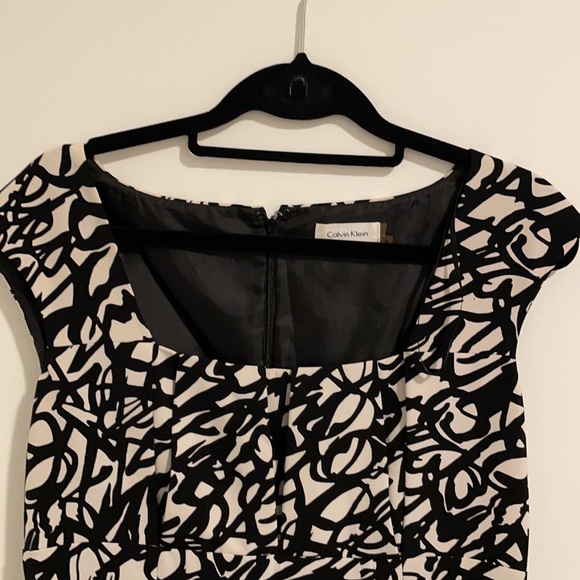 CALVIN KLEIN | EUC Black and White Patterned dress - Picture 3 of 4